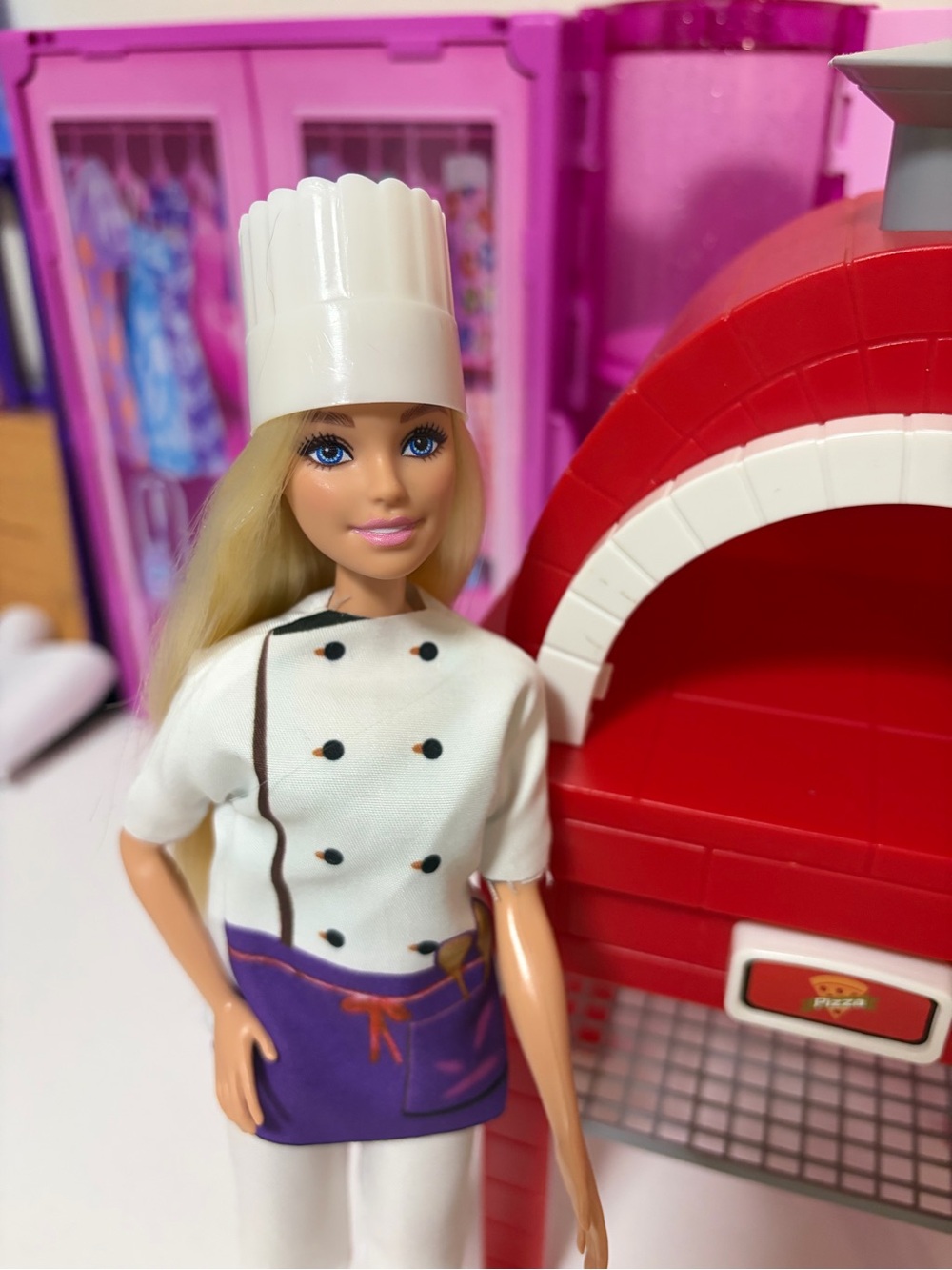 Barbie White Chef Outfit with Purple Apron Toy
